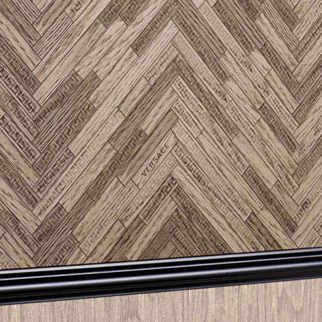 Papier peint marron imitation bois chevrons Tapisserie motif chevrons pour chambre adulte moderne Papiers peints intissés chic