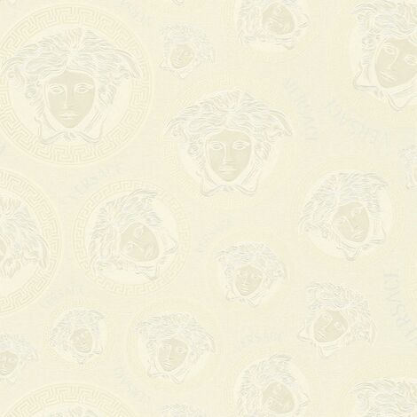 Papier peint Medusa crème Tapisserie luxe graphique à cercles Papier peint design facile à appliquer idéal pour chambre