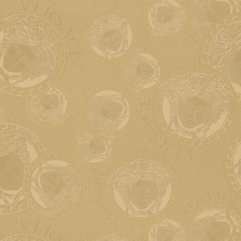 Papier peint medusa marron doré Tapisserie luxe graphique à cercles Papier peint design effet brillant idéal pour couloir