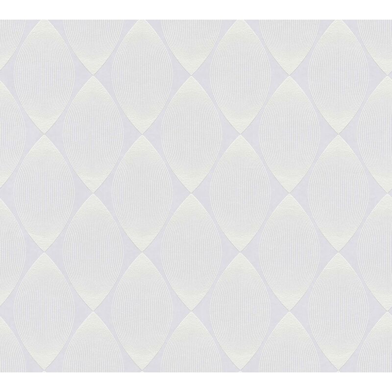 Papier peint géométrique blanc 10,05 x 0,53 m Tapisserie optique de losanges aspect 3D Papier peint intissé moderne idéal chambre