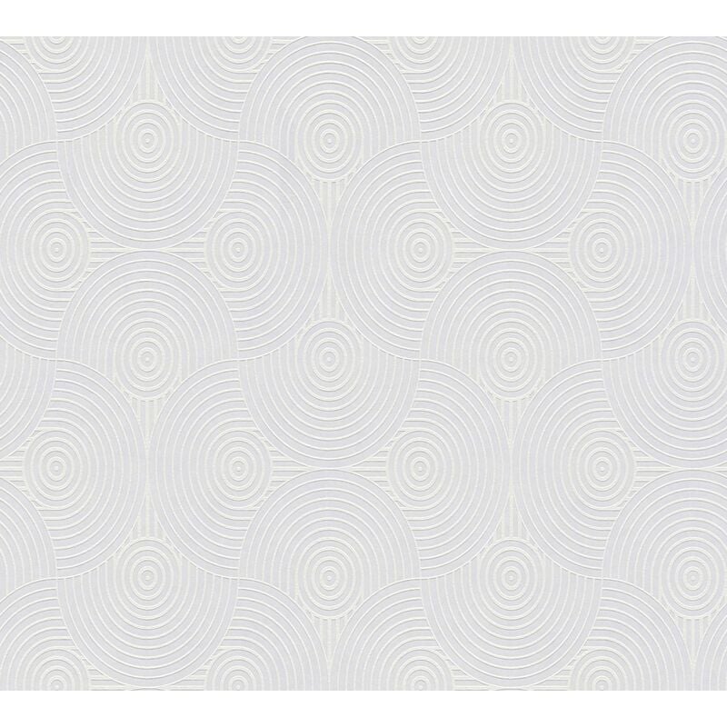 Papier peint intissé graphique blanc Tapisserie 10,05 x 0,53 m à motif circulaire Papier peint géométrique spirales idéal pour bureau