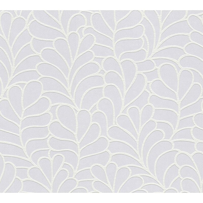 Papier peint graphique floral blanc Tapisserie à feuilles style botanique Papier peint moderne 10,05 x 0,53 m à peindre idéal pour couloir