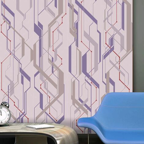 Papier peint métro - 50 x 1000 cm - Rose, Violet