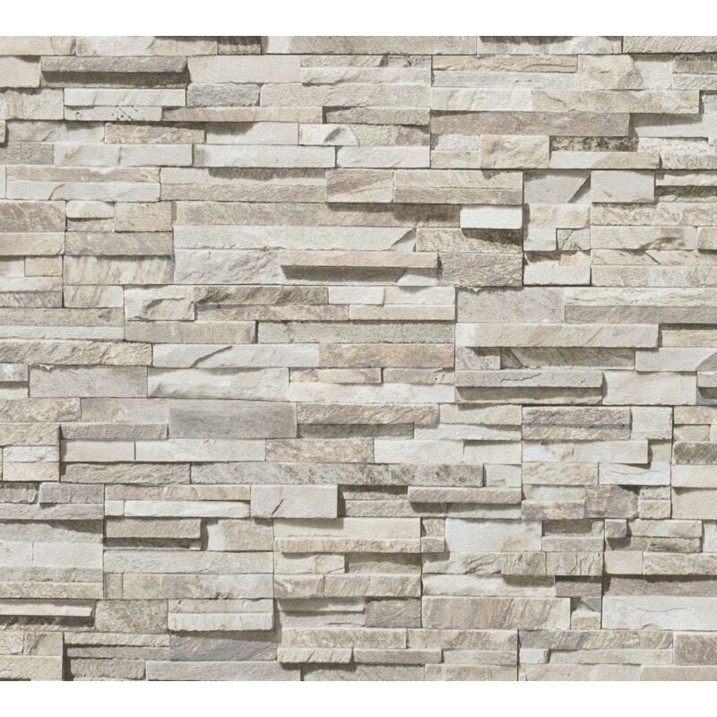 Papier peint effet pierre beige Papier peint brique Papier peint intissé et embossé Idéal pour salon