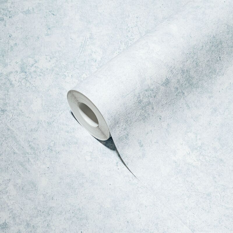 Papier peint intissé bleu pâle Tapisserie moderne structurée effet délavrée Papier peint tendance chiné résistant idéal pour cuisine