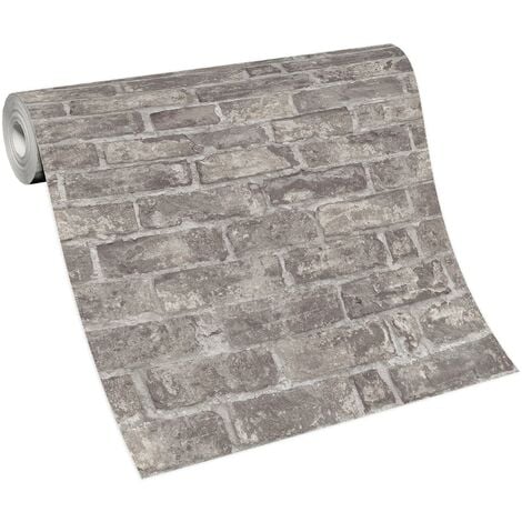 Papier peint moderne marron imitation pierre Tapisserie design brique marron grise Papier peint uni style industriel pour chambre ado