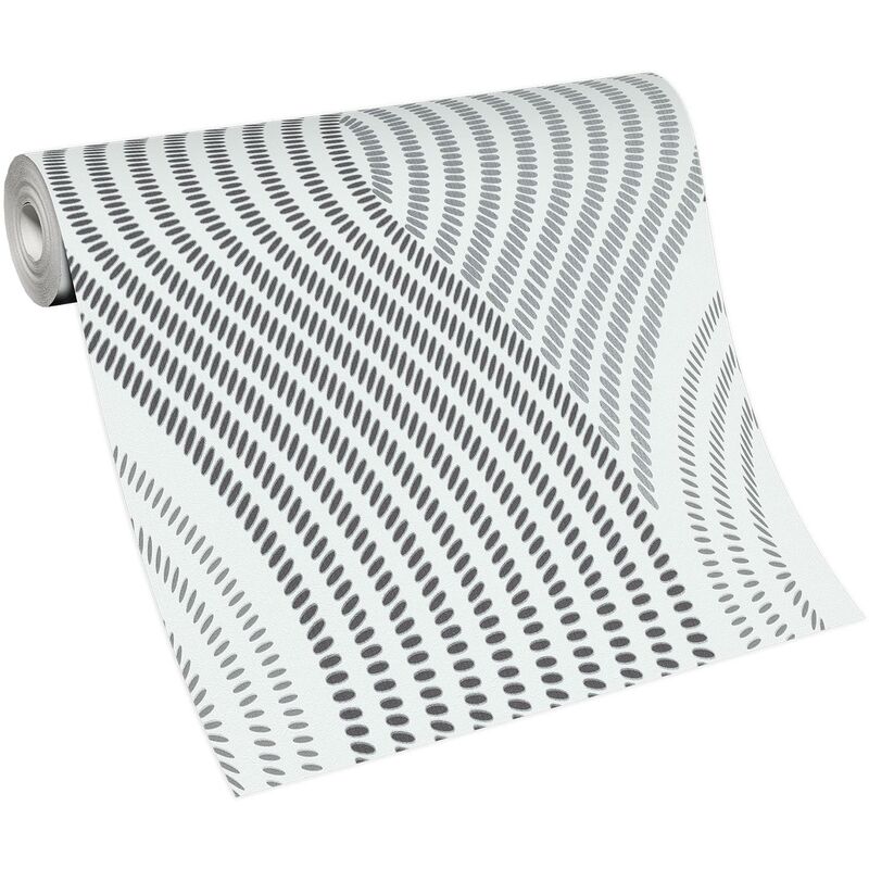 Papier peint moderne noir, blanc & gris | Tapisserie graphique intissée chambre | Papier peint géométrique tendance salon