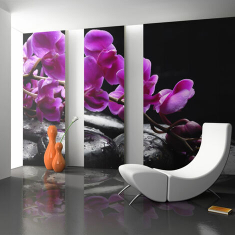 Papier Peint "Moment de Détente : Orchidée & Pierres Zen" 154 x 200 cm
