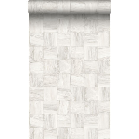 papier peint morceaux carrés de déchets de bois blanc crème  - Origin Wallcoverings