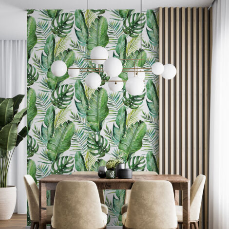 Papier peint - Motif botanique - 8 LÉS de 60x260 cm - Surface L 480 x H 260 cm