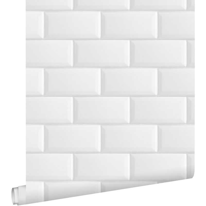 Papier peint carreaux de ciment blanc Estahome
