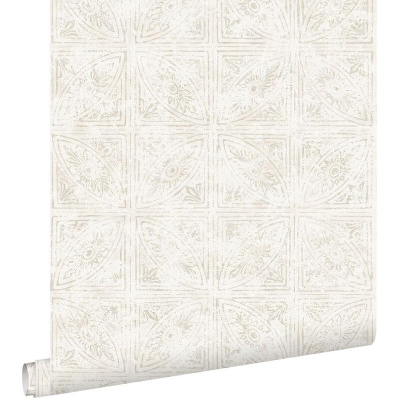 Papier peint carreaux de ciment beige Estahome