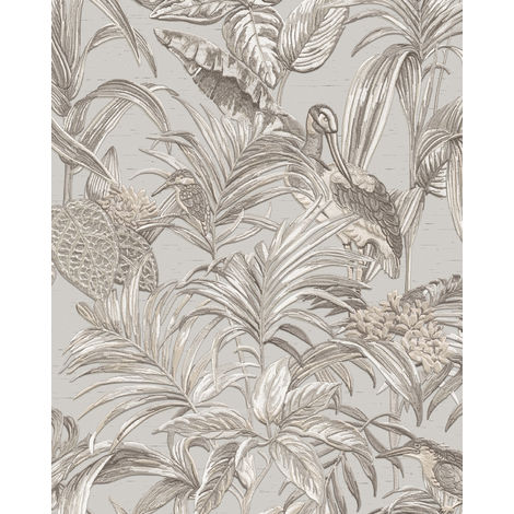 Profhome DE120011-DI Papier peint motif d'oiseaux gaufré brillant 5,33 m2