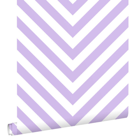 papier peint motif en chevron lilas violet et blanc  - ESTAhome