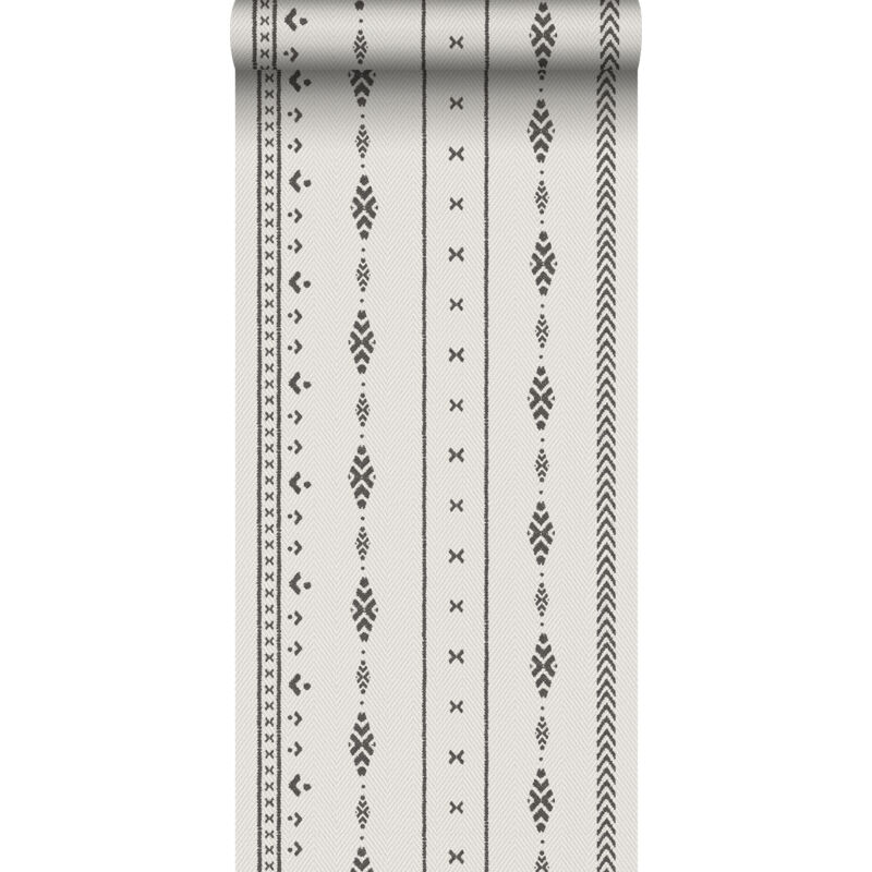 Sanders&sanders - papier peint motif ethnique beige et noir