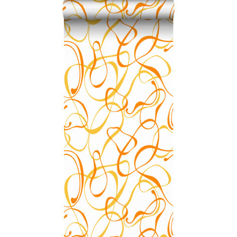 papier peint motif figurativ blanc, jaune et orange  - Sanders & Sanders