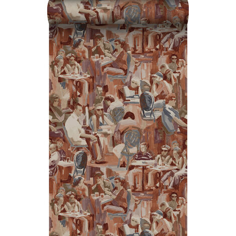 papier peint motif figurativ brun rouille - Origin Wallcoverings