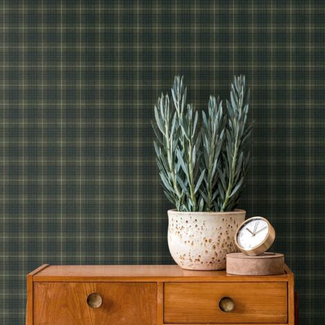 papier peint motif figurativ vert et noir  - Livingwalls