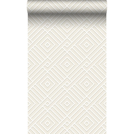 papier peint motif graphique 3D blanc  - Origin Wallcoverings