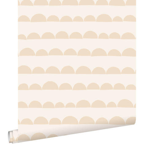 papier peint motif graphique beige - ESTAhome