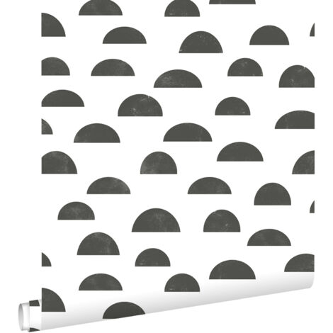 papier peint motif graphique noir et blanc  - ESTAhome