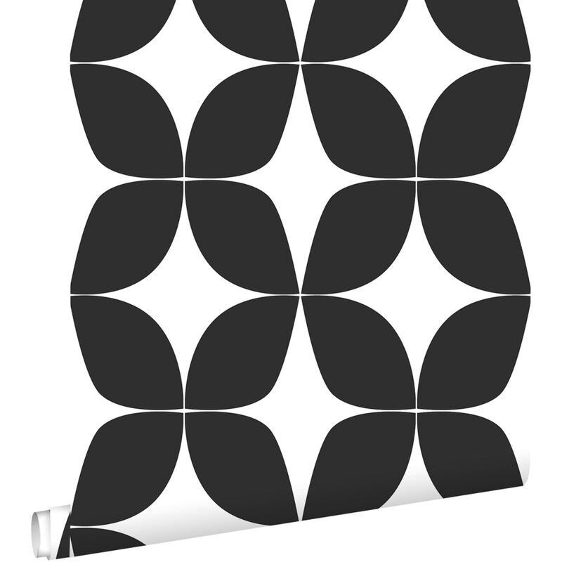 Papier peint motif graphique noir et blanc Estahome