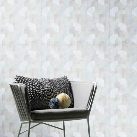 Papier peint motif gris géométrique tendance | Tapisserie moderne graphique chambre & couloir | Papier peint intissé graphique