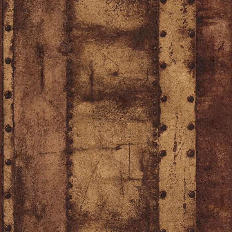 Papier peint à motifs graphiques Profhome 377433 papier peint intissé légèrement texturé au style shabby chic mat brun orange orange 5,33 m2