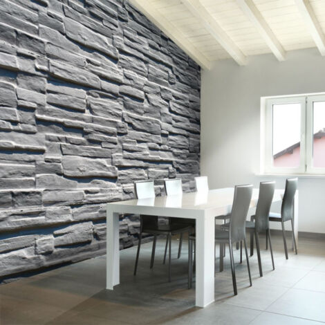 Papier Peint "Mur de Pierre Grise" 309 x 400 cm