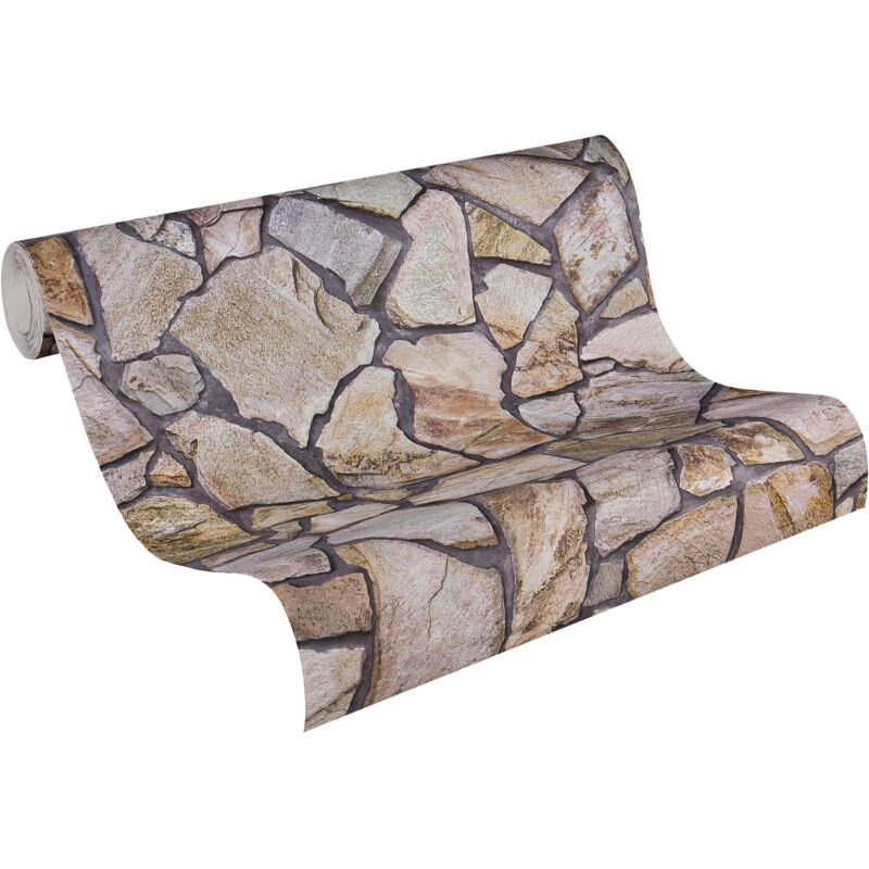 Papier peint mur de pierre réaliste Tapisserie imitation pierre terracotta idéal salon Papier peint moderne salon & cuisine