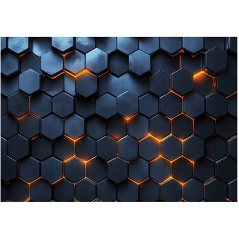 Papier peint mural 3D hexagones gaming enfant intissé grand format design intérieur chambre enfant pas cher 150x105 cm