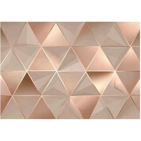 Papier peint mural abstrait 3D or rose intissé grand format design intérieur salon chambre pas cher 150x105 cm