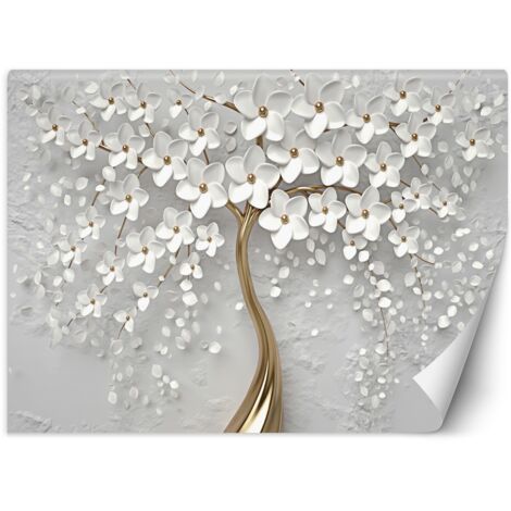 Papier peint mural, Arbre abstrait fleurs nature 3D - 100x70