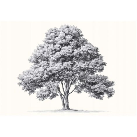 Papier peint mural arbre gris beige nature intissé grand format design intérieur salon chambre pas cher 200x140 cm
