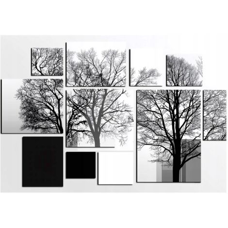 Papier peint mural arbres 3D abstrait forêt grise intissé grand format design intérieur salon chambre pas cher 150x105 cm