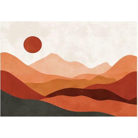 Papier peint mural art déco montagnes paysage intissé grand format design intérieur salon chambre pas cher 400x280 cm