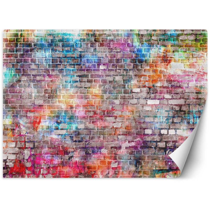 Papier peint mural, Briques colorées - 350x245