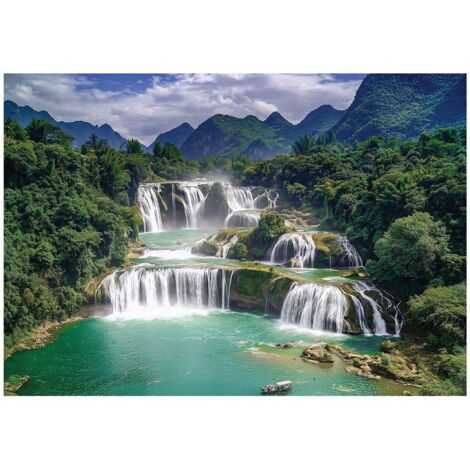 Papier peint mural cascade 3D forêt paysage intissé grand format design intérieur salon chambre pas cher 400x280 cm