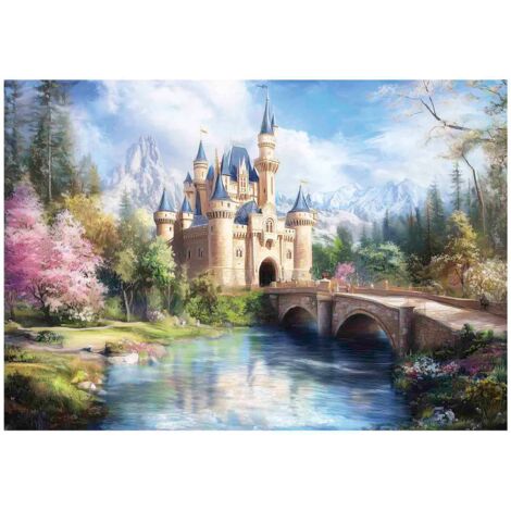 Papier peint mural château conte enfant intissé grand format design intérieur chambre enfant pas cher 250x175 cm