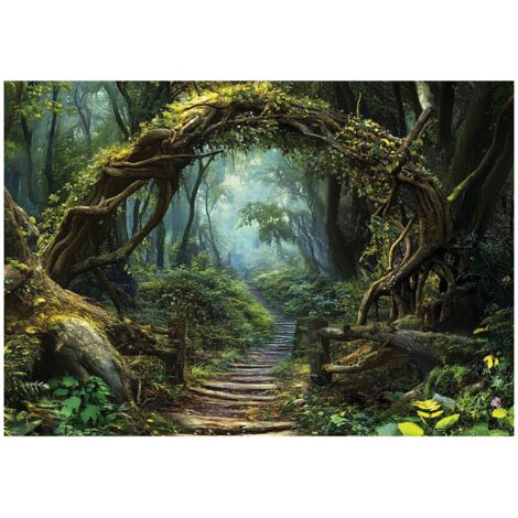 Papier peint mural chemin forêt nature arbres intissé grand format design intérieur salon chambre pas cher 150x105 cm