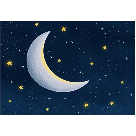 Papier peint mural ciel lune étoiles enfant intissé grand format design intérieur chambre enfant pas cher 150x105 cm