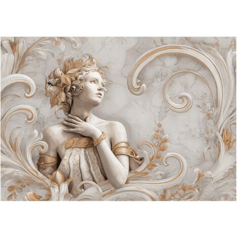 Papier peint mural femme abstrait or intissé grand format design intérieur salon chambre pas cher 250x175 cm