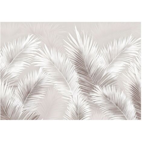 Papier peint mural feuilles béton plumes intissé grand format design intérieur salon chambre pas cher 150x105 cm