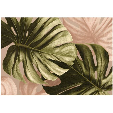 Papier peint mural feuilles de monstera vertes intissé grand format design intérieur salon chambre pas cher 150x105 cm