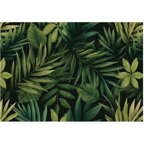 Papier peint mural feuilles jungle nature intissé grand format design intérieur salon chambre pas cher 150x105 cm