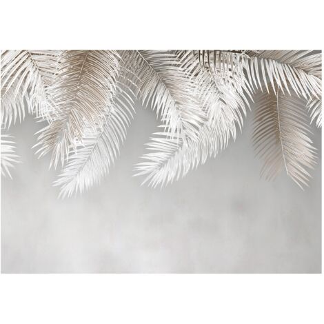 Papier peint mural feuilles suspendues abstrait intissé grand format design intérieur salon chambre pas cher 350x250 cm