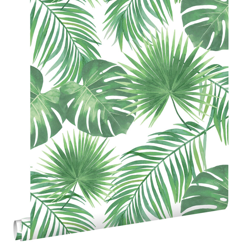 papier peint feuilles tropicales vert - ESTAhome