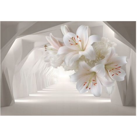 Papier peint mural fleurs 3D lys intissé grand format design intérieur salon chambre pas cher 350x250 cm