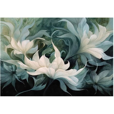 Papier peint mural fleurs abstraites intissé grand format design intérieur salon chambre pas cher 150x105 cm