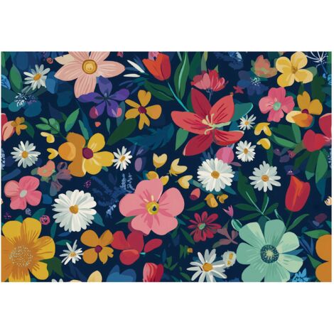 Papier peint mural fleurs colorées fille enfant intissé grand format design intérieur chambre enfant pas cher 200x140 cm